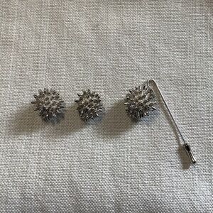 Vintage Castle Cliff Silver-tone earrings with Stick Pin